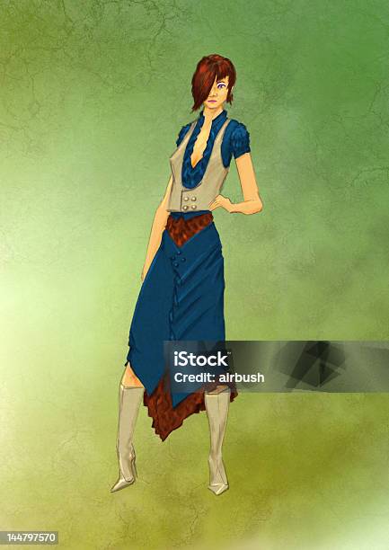 Fashion Concept Blue Brown Stock Illustration - Download Image Now - Blue, Boot, Brown