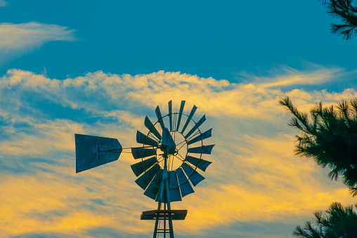 Windmill at sunset-Howard County, Indiana