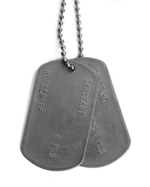 straight dog tags stock photo