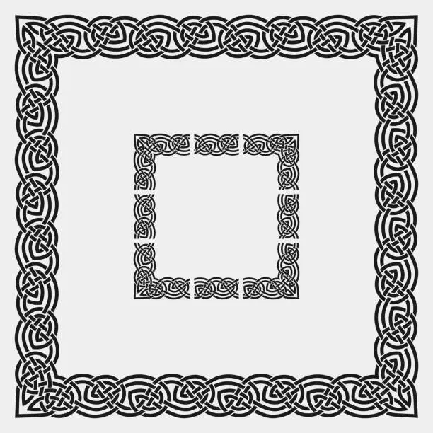 Vector illustration of Celtic pattern. Set for creating frames and border with corner element