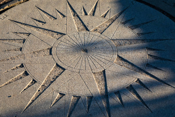 Windrose carved on a concrete surface stock photo