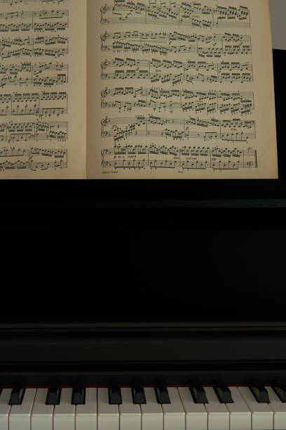 istock piano sheet music fragment, classical music 1447978034