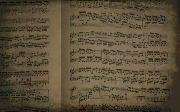 istock piano sheet music fragment, classical music 1447978044