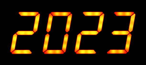 istock Fiery yellow numbers New Year 2023 1447982270