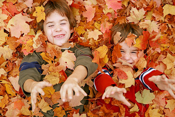 istock Boys Playing in the Leaves 144798258