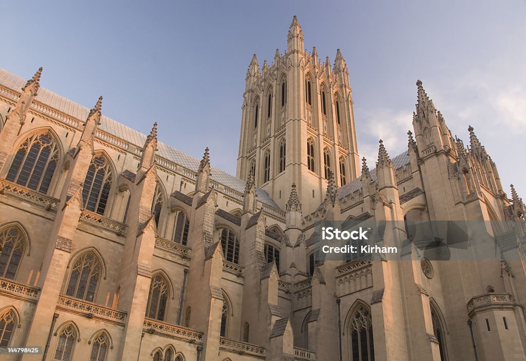 National Cathedral in the morning sun The National Cathedral in Washington, D.C., morning sun, blue sky Architecture Stock Photo