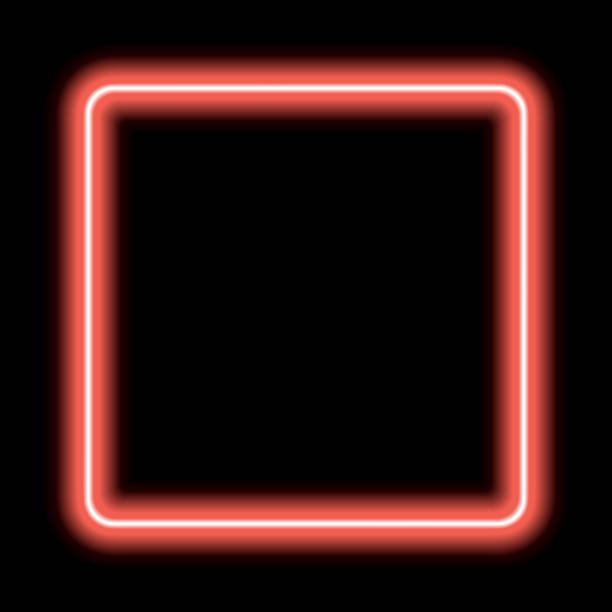 istock Neon glowing frame. Illuminated geometric shape. Sign in shape of squares, template design element. Bright color rectangular with blank emptyspace inside 1447985586