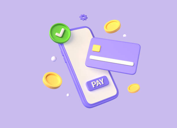 istock 3d smartphone, credit card and transaction button in cartoon style. pay online using mobile phone. money management through online banking. 3d rendering 1447989587