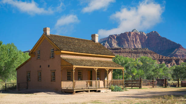 Grafton, Utah, USA - October 25, 2022: Alonzo H. Russell Home (built 1862) at Grafton Ghost Town near Zion National Park