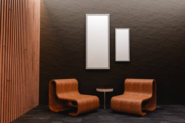 istock Lounge area with two blank banner in frame 1447989692
