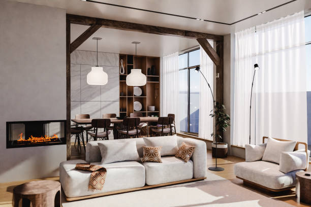 istock Open space living room and dining room 1447989693