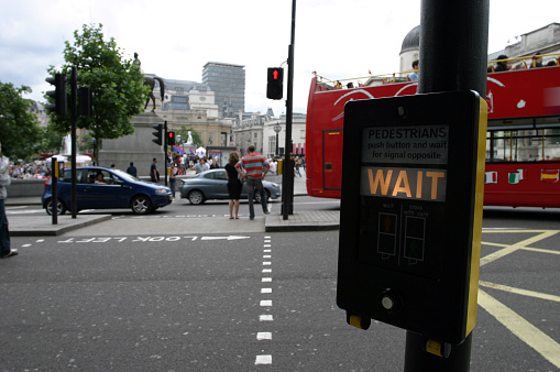 pedestrian wait sign in london, england