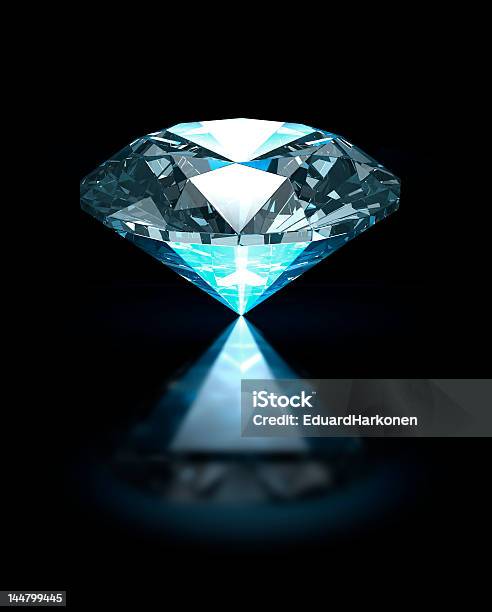 Diamante Blu Su Sfondo Nero - Fotografie stock e altre immagini di Diamante - Diamante, Sfondo nero, Blu