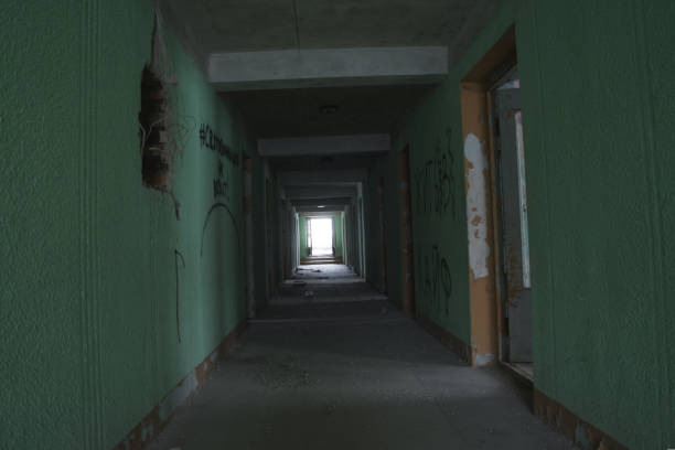 istock A long corridor in an abandoned 1447995161