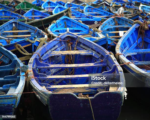 Марокканский Голубой Рыболовных Судна Эссувейра Марокко — стоковые фотографии и другие картинки Агадир