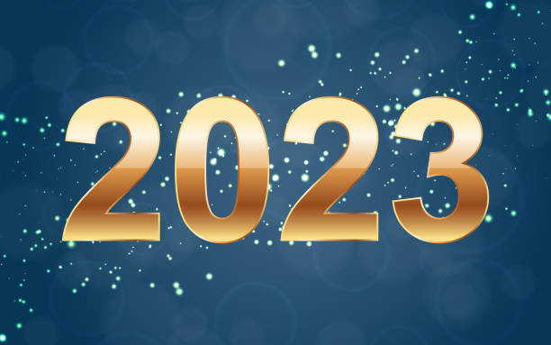 istock Shiny gold 2023 new year greetings card 1447995807