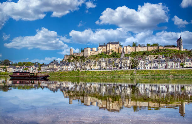 Chateau de Chinon in the Loire Valley, France. stock photo