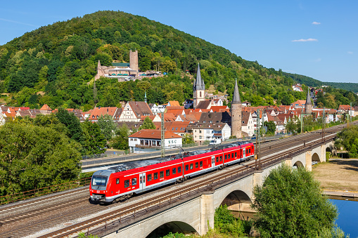 Gemuenden am Main, Germany - August 3, 2022: Regional train type 440 Alstom Coradia Continental of Deutsche Bahn DB Regio in Gemuenden am Main, Germany.