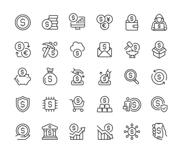 Finance Line Icons. Editable Stroke. Finance Line Icons. Editable Stroke. Vector illustration. money icon vector stock illustrations