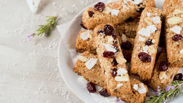 istock Cereal bars with almonds, coconut and cranberries 1448010185
