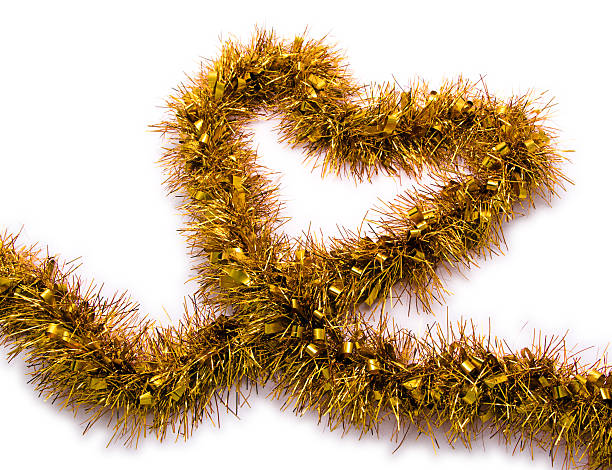 istock Gold Christmas TInsel Decoration: Heart Shaped 144801081