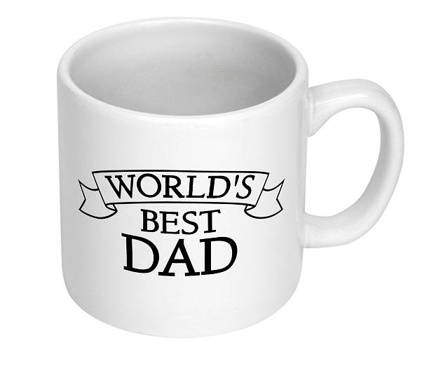 White and black world's best dad coffee cup stock photo