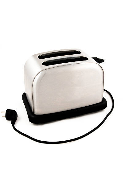 istock Silver toaster with cord on white background  144801173