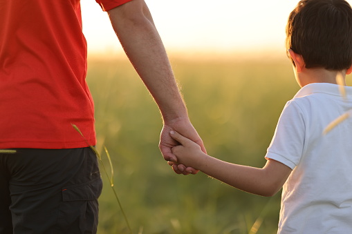 Happy father and son.