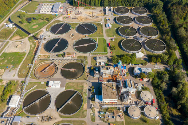 istock Aerial View of Water Purification Station 1448015070