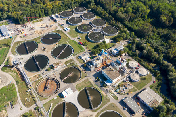 istock Sewage Treatment Plant from Above 1448016622