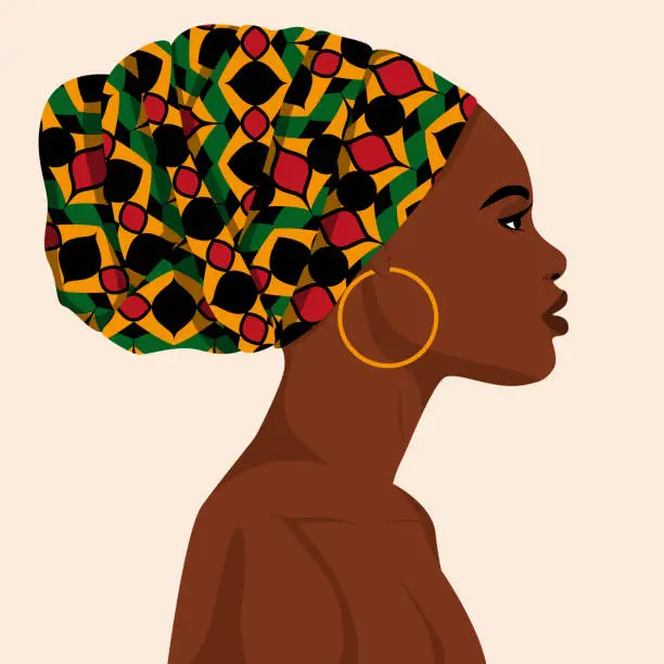 Vector illustration of Vector portrait of a young Black Woman