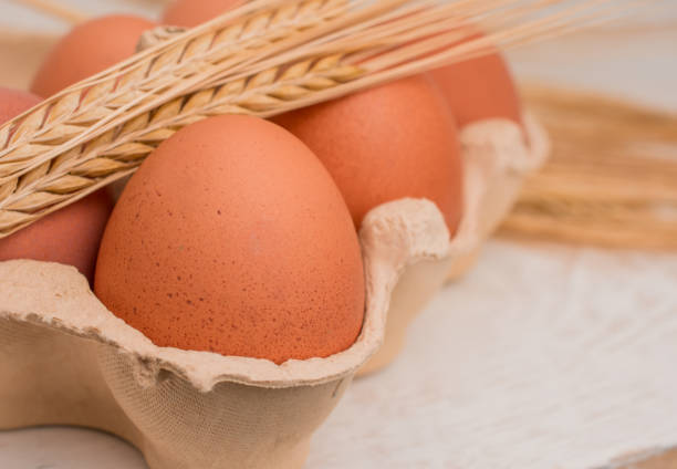 Farm-Fresh Brown Eggs on wooden background