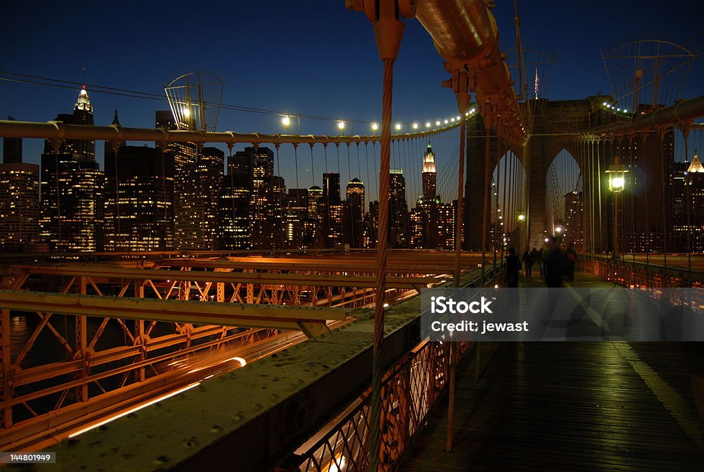 Ponte de Brooklyn e Manhattan ao entardecer - Foto de stock de América do Norte royalty-free