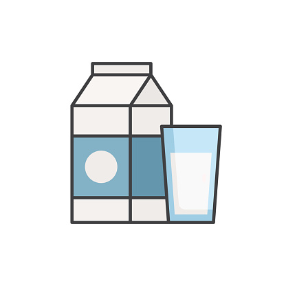 Milk Color Line Icon. Editable Stroke. Vector illustration.