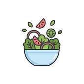 istock Salad Bowl Color Line Icon. Editable Stroke. 1448023454