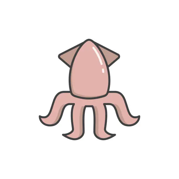 Vector illustration of Octopus Color Line Icon. Editable Stroke.