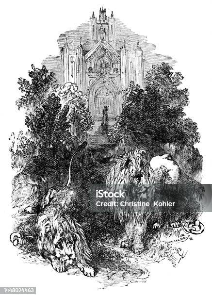 Chained Lion Lions Chained At Celestial Citys Gate In Heaven Pilgrims Progress By ...