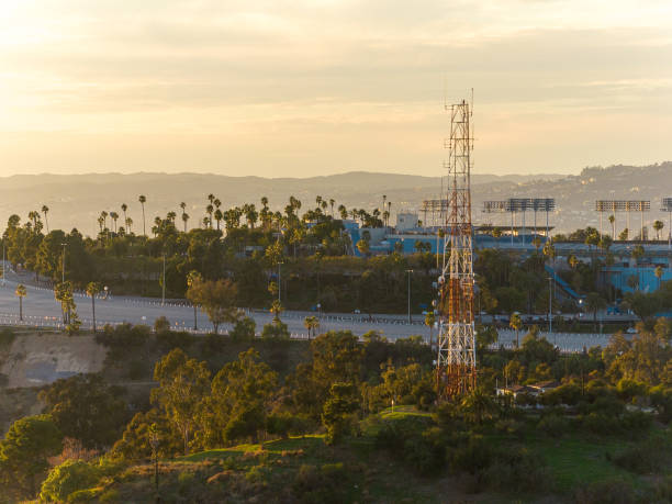 istock Cell tower against Los Angeles landscape 1448024466