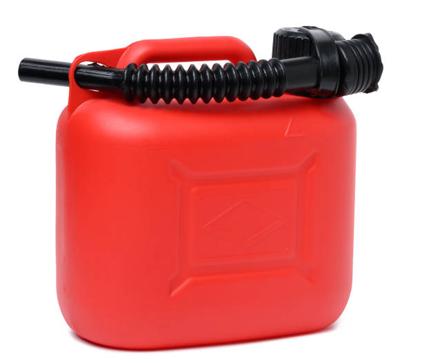 istock Red plastic canister for liquid fuels and lubricants on a white isolated background 1448026275