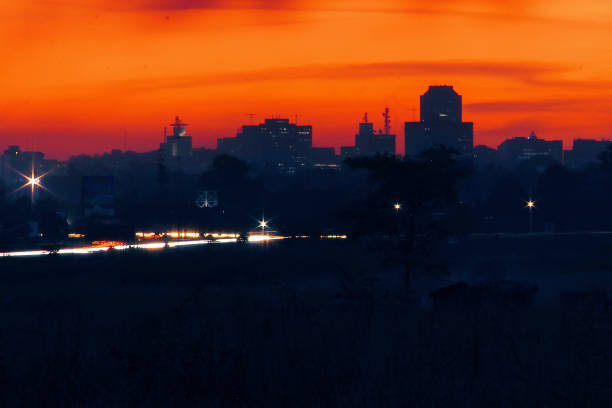 A Sunset Silhouette of Harare, Zimbabwe