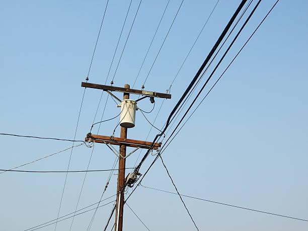 Power Lines on Clear Sky stock photo