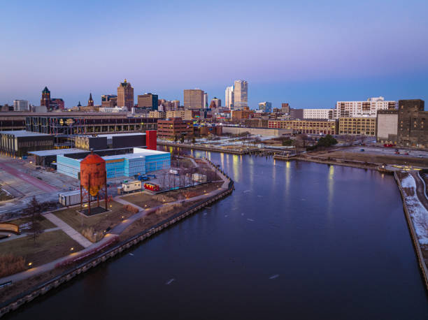 istock Aerial View of Downtown Milwaukee at Dusk 1448030963