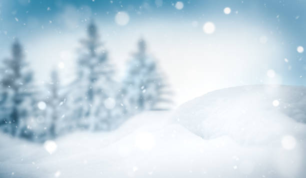 istock Beautiful winter snowy blurred defocused blue background 1448032272