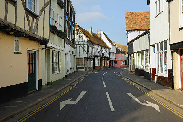 Old street with traditional buildings A street of old houses in the cinque port of Sandwich, Kent, UK isle of thanet photos stock pictures, royalty-free photos & images