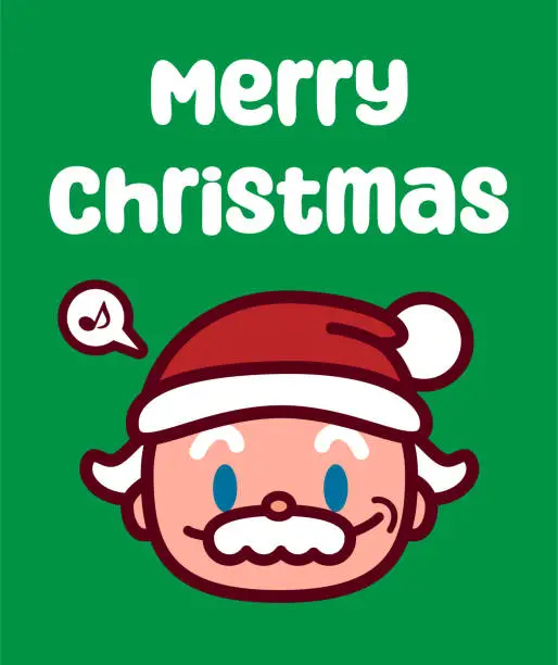 Vector illustration of A cute senior man wearing a Santa hat wishes You a Merry Christmas