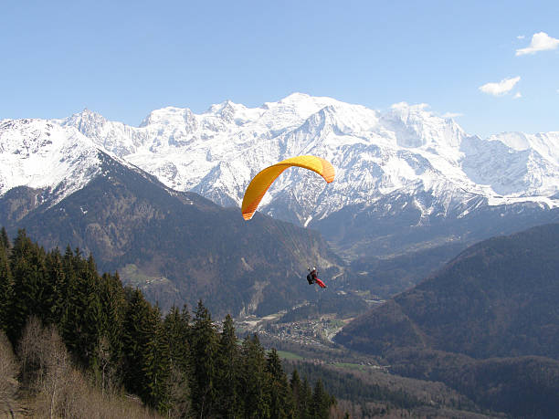 istock Paragliding in front of the Mont Blanc 144803872