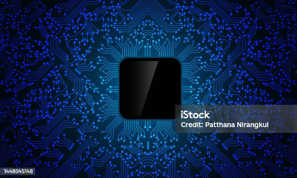 Blue Circuit Line Black Microprocessor Technology Pattern Background ...