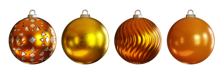 3d rendering. realistic gold and silver christmas ball isolate on white background.