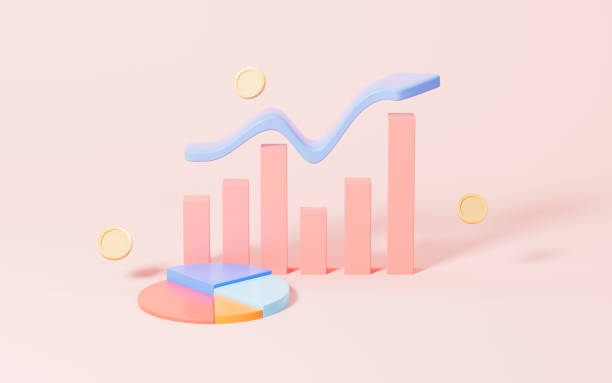 istock Statistical chart and arrow in the pink background, 3d rendering. 1448054094