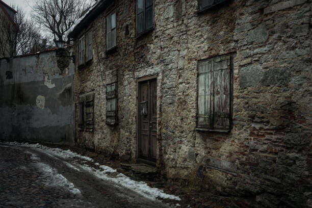istock View of abandoned building during winter day 1448054827